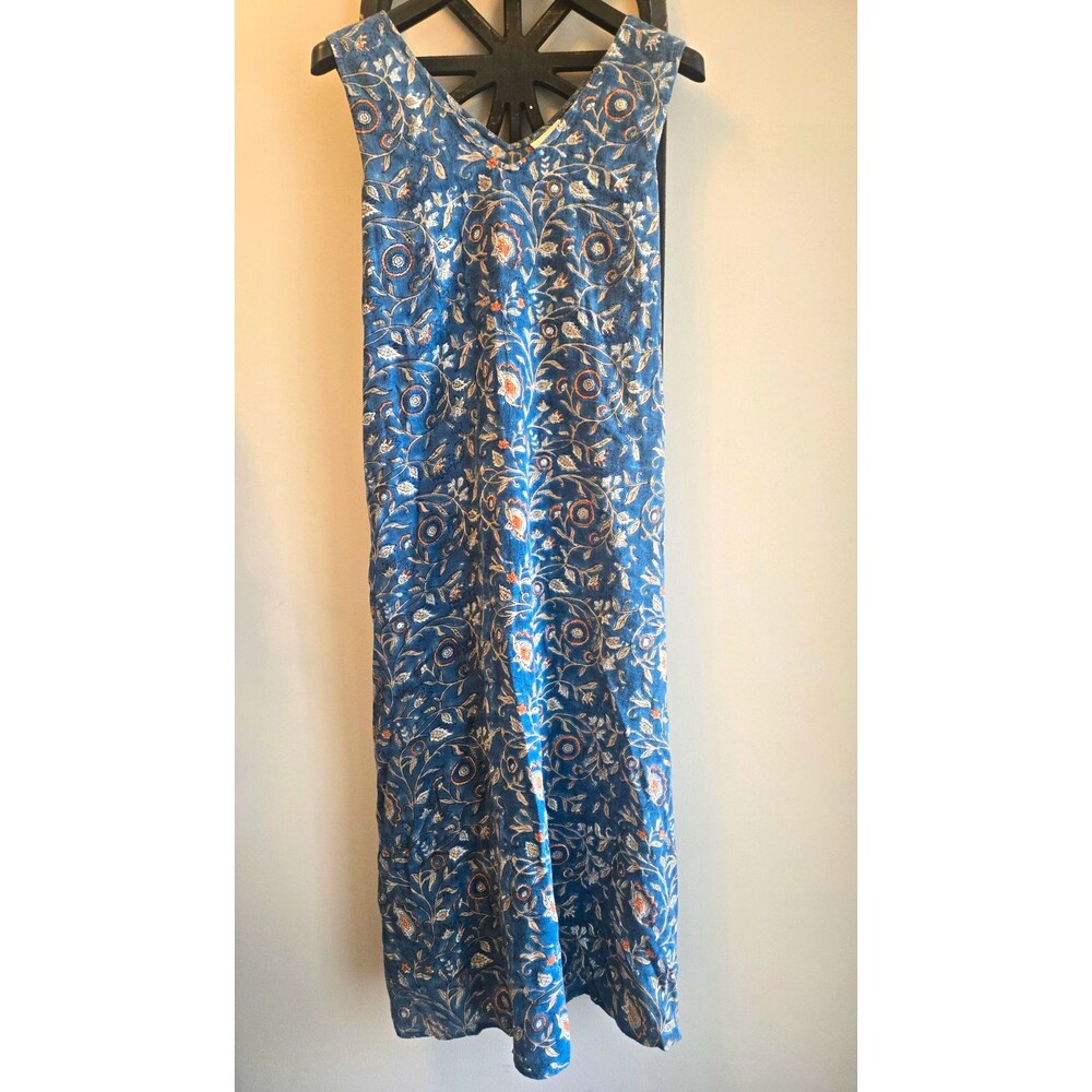 Pure Jill by J.Jill Blue Floral Block-Print Maxi Dress - Size L Petite